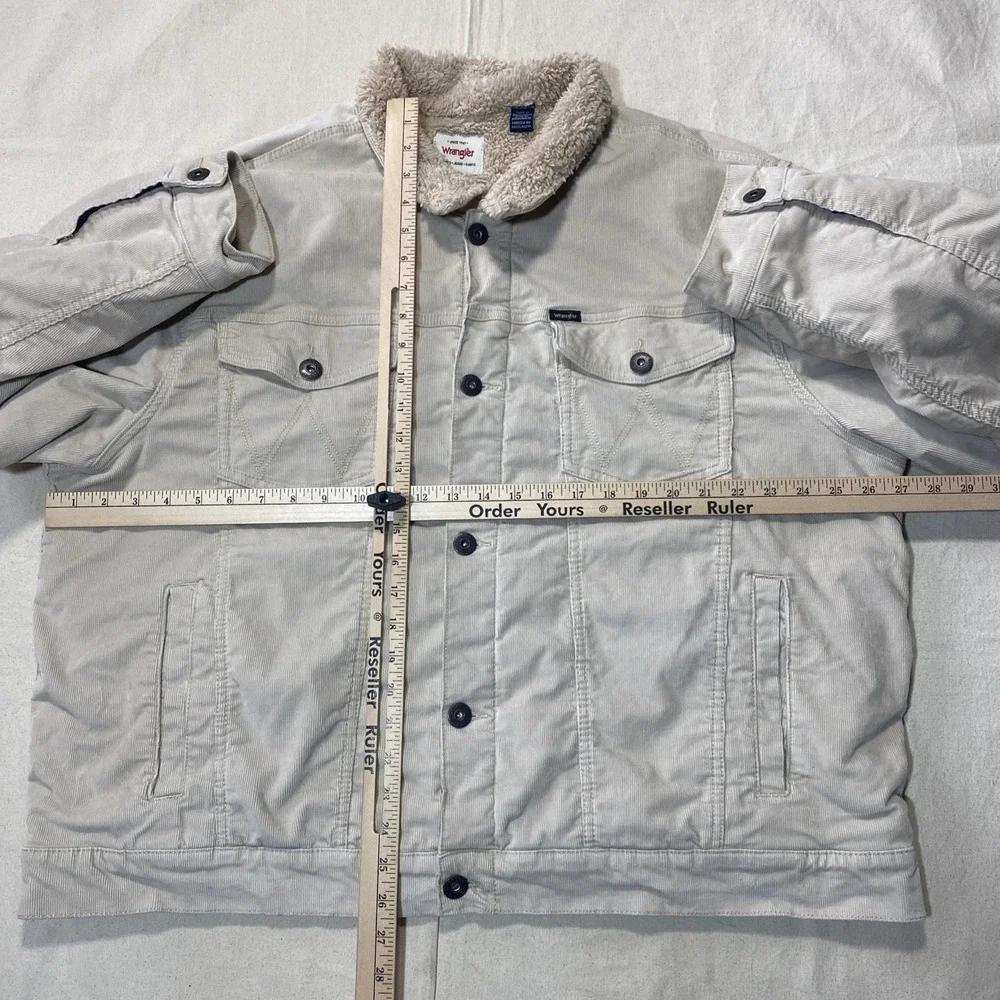 Wrangler Corduroy Jacket Mens XXL Brown Sherpa Lined Trucker Cowboy Rancher